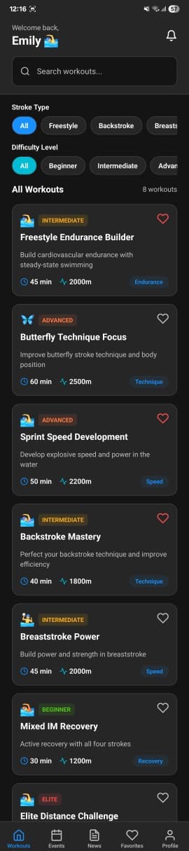 SwimMetrics - Performance Tracking App